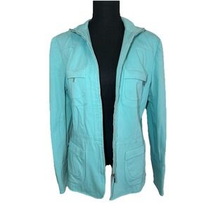 Lafayette 148 Women's SIZE 10 Aqua Teal Full Zip Jacket Blazer Pockets Career